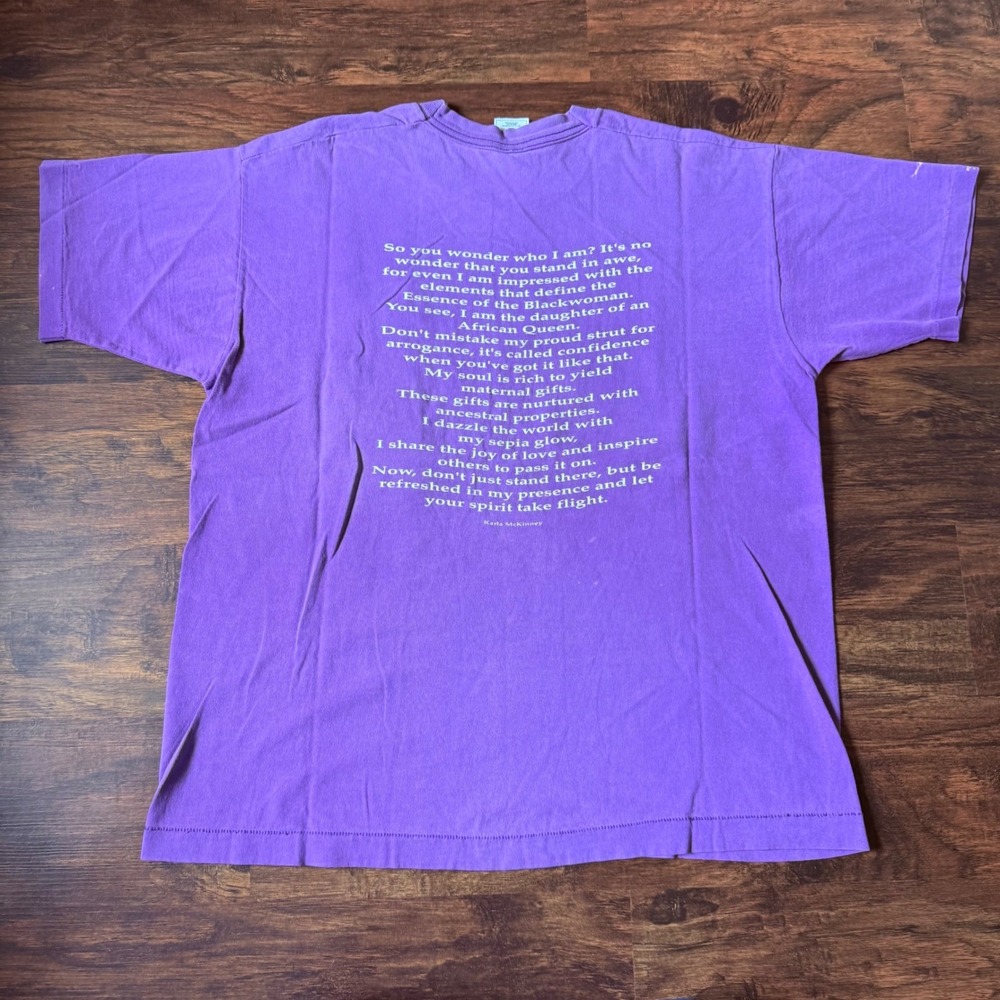 Vintage 90s Black Culture Purple Single Stitched T Shirt Heritage Collection - Picture 2 of 7